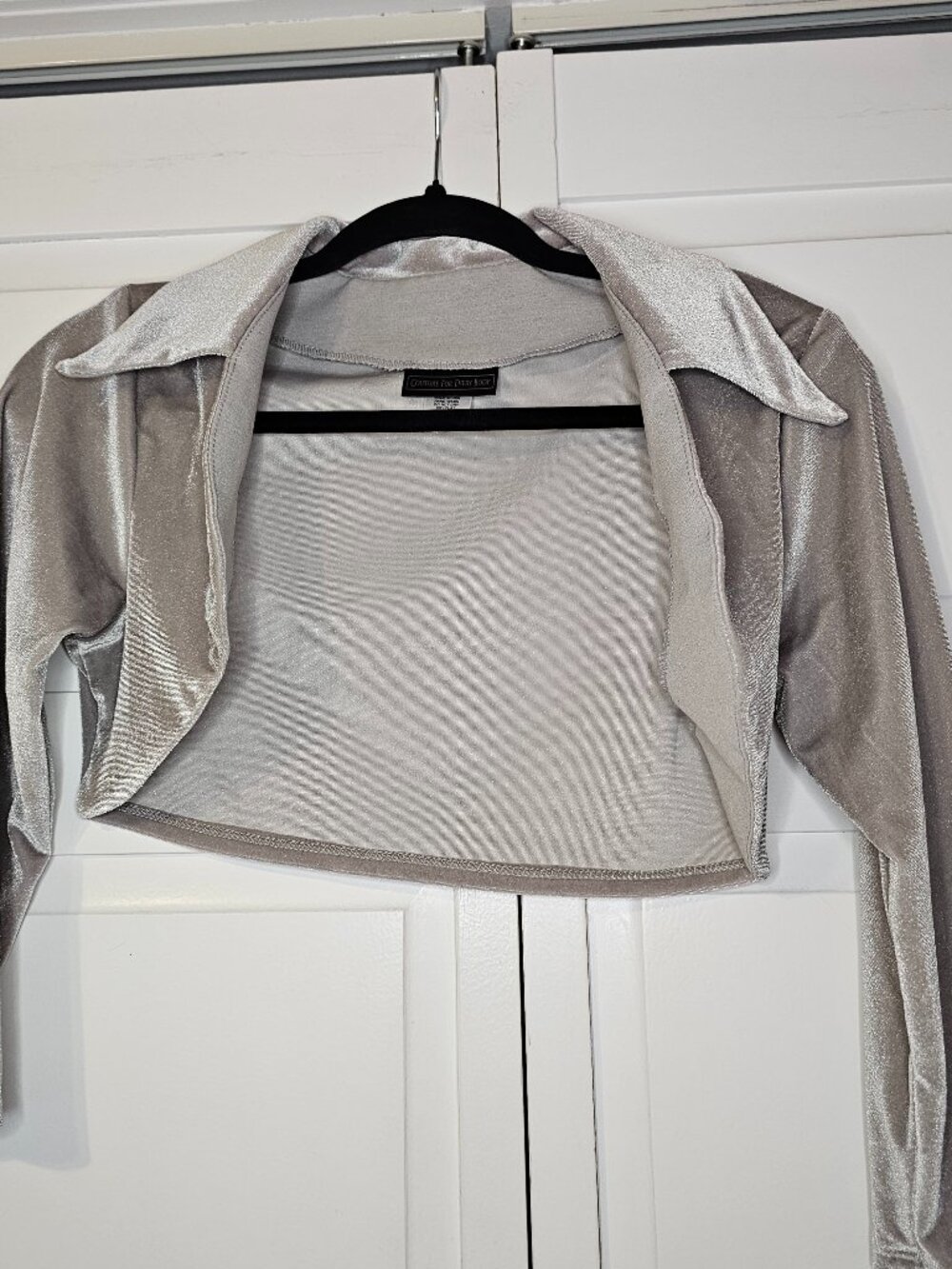 Pinup Couture Silver Grey Velvet Shrug Bolero Cropped Jacket